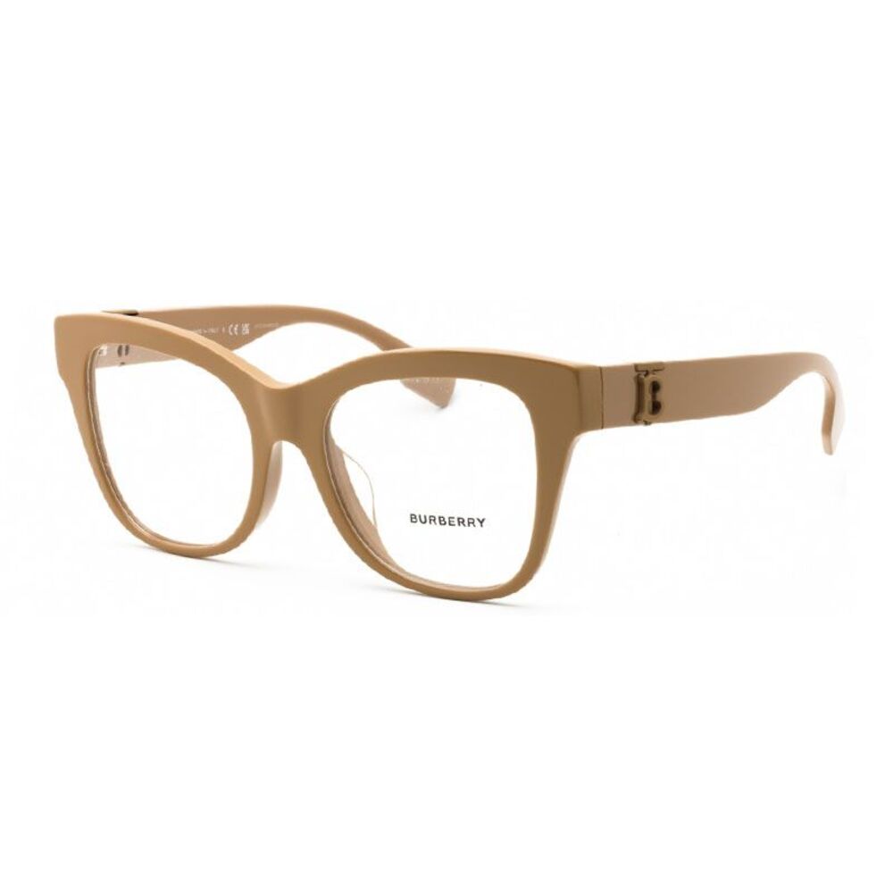 Burberry Eyeglasses Square Full Rim, Beige Frame and Clear Demo Lenses Lens